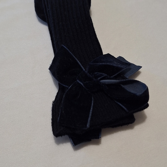 Black Knee High Socks with Bow - Picture 2 of 2